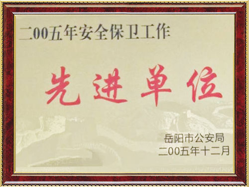 2005年安全保卫工作先进单位